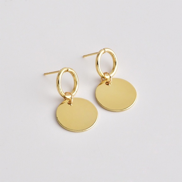 **MESSIAH* Gold Simple Round Style Fashion Earrings - Picture 5 of 7